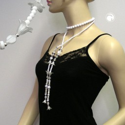 necklace bloom-beads white 130cm