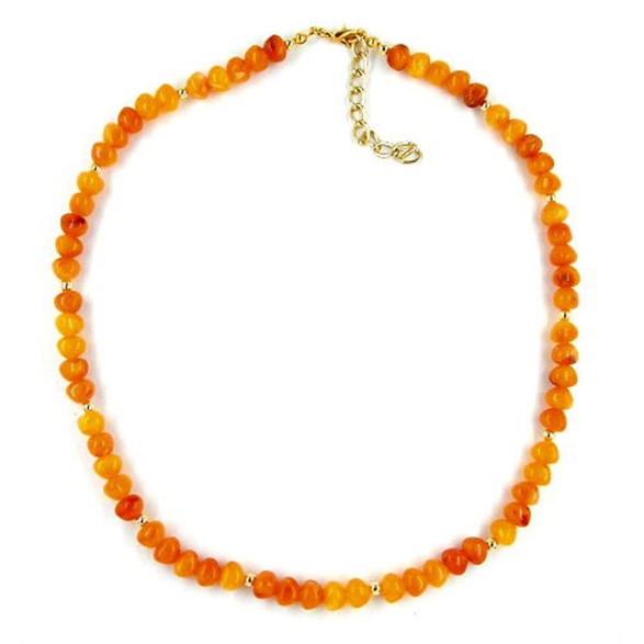 necklace beads 6mm amber-coloured 42cm