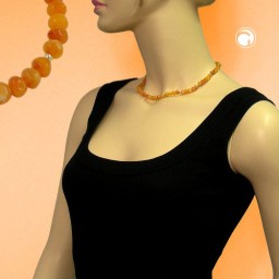 necklace beads 6mm amber-coloured 42cm