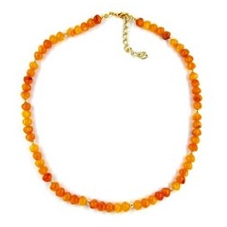 necklace beads 6mm amber-coloured 42cm