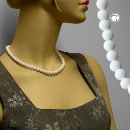 necklace white beads 10mm glossy 45cm