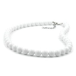 necklace white beads 10mm glossy 45cm