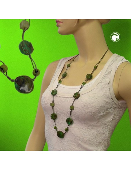 necklace beads green-brown