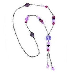 necklace lilac-pink plastic beads 90cm