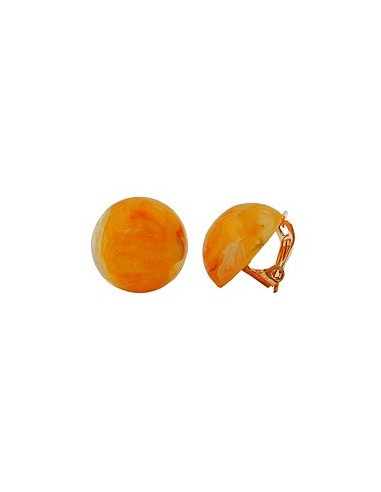 clip-on earring round orange marbled 18mm