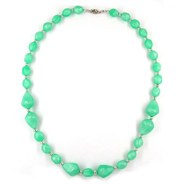 necklace beads silky-mint-green 60cm