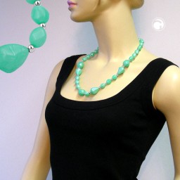 necklace beads silky-mint-green 60cm