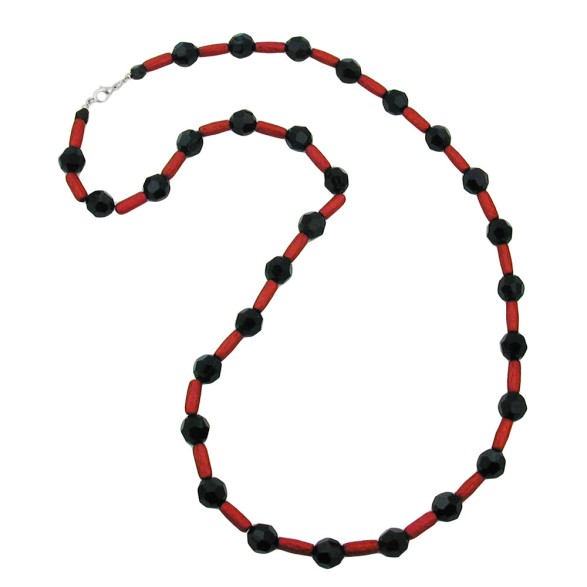 necklace black/ red metallic 80cm