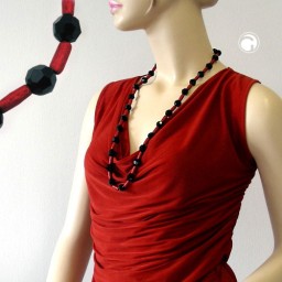 necklace black/ red metallic 80cm