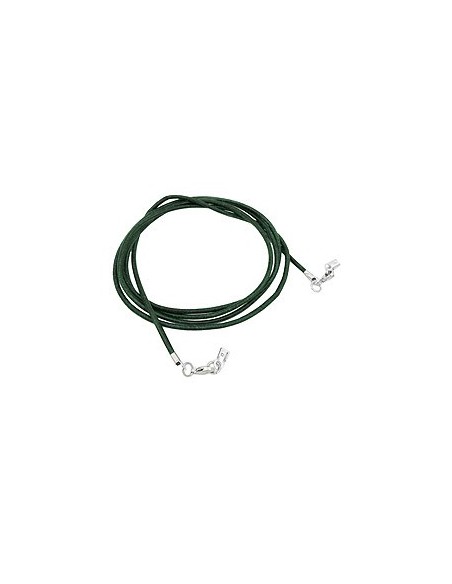 leather strap round cord cowhide 2mm green colored with 2x clasp silver colored ca. 1m