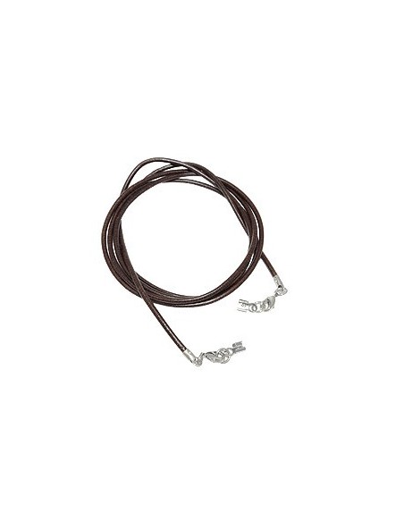 leather strap round cord cowhide 2mm brown colored with 2x clasp silver colored ca. 1m