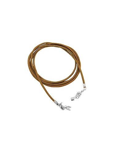 leather strap round cord cowhide 2mm olive green khaki colored with 2x clasp silver colored ca. 1m