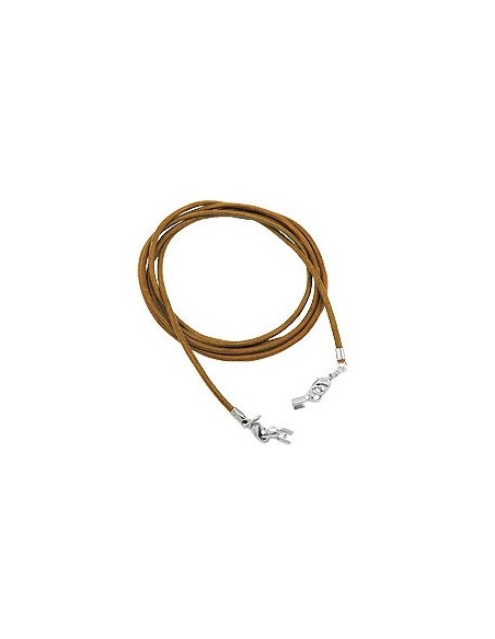 leather strap round cord cowhide 2mm olive green khaki colored with 2x clasp silver colored ca. 1m