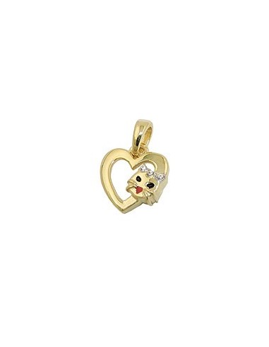 pendant heart with cat head 9k gold