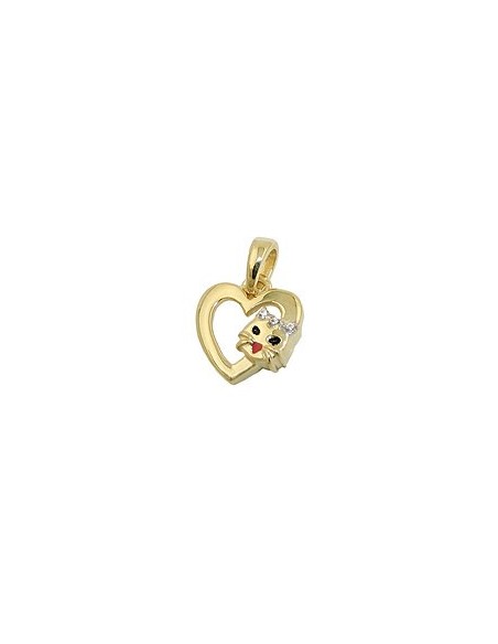 pendant heart with cat head 9k gold