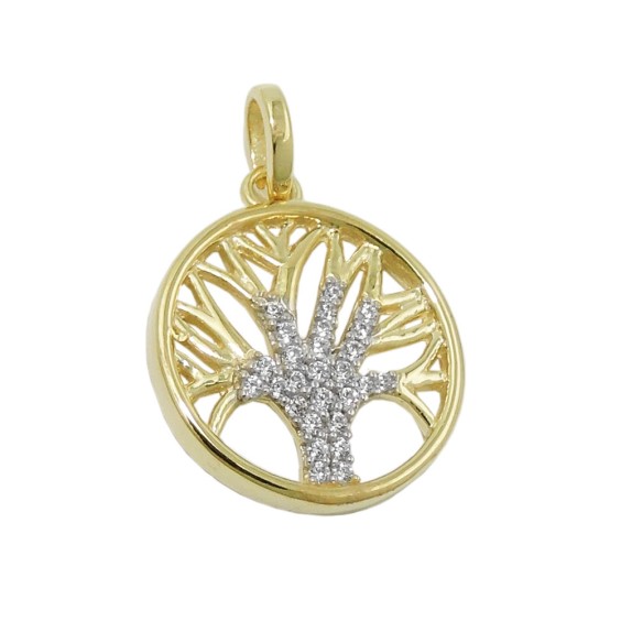 pendant tree of life zirconias 9k gold