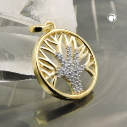 pendant tree of life zirconias 9k gold