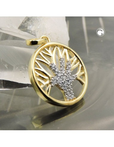 pendant tree of life zirconias 9k gold