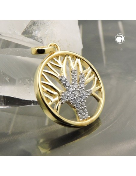 pendant tree of life zirconias 9k gold