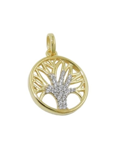 pendant tree of life zirconias 9k gold