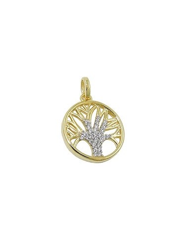 pendant tree of life zirconias 9k gold