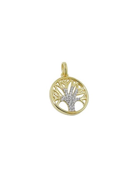 pendant tree of life zirconias 9k gold