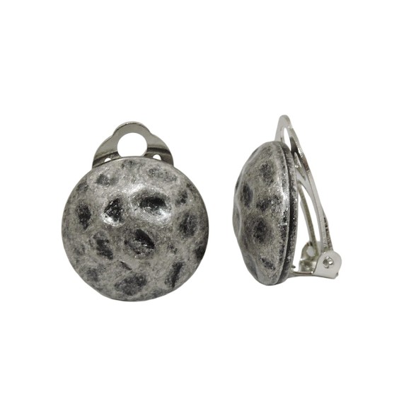earring clip-on silver round