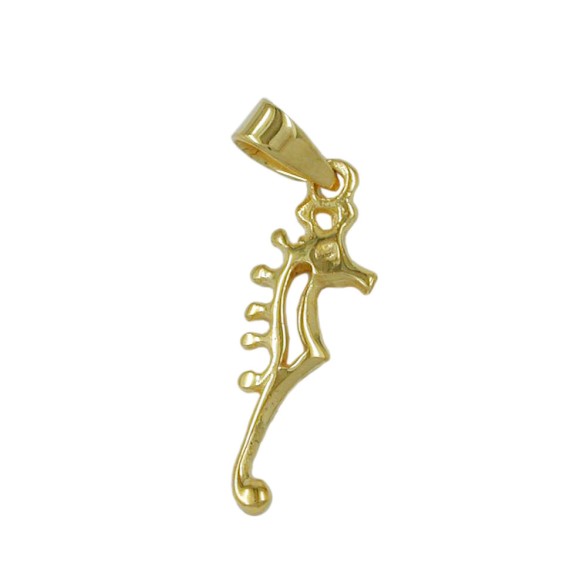 pendant 22x7mm seahorse shiny 9k gold