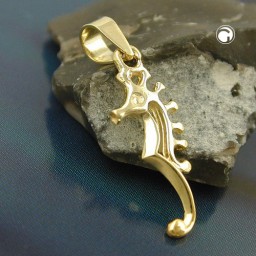 pendant 22x7mm seahorse shiny 9k gold