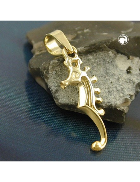 pendant 22x7mm seahorse shiny 9k gold