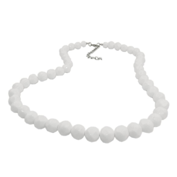 necklace beads 10mm white shiny 50cm