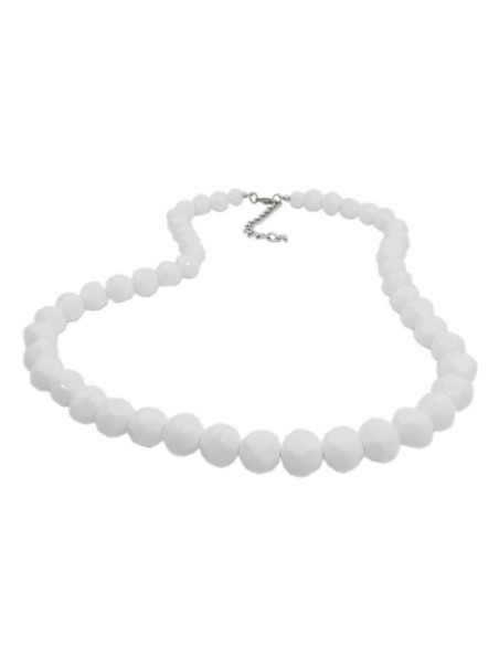 necklace beads 10mm white shiny 50cm
