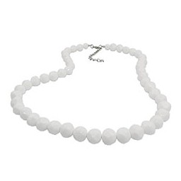 necklace 10mm not quite round plastic beads white shiny 50cm