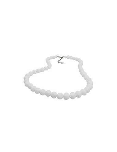 necklace 10mm not quite round plastic beads white shiny 50cm