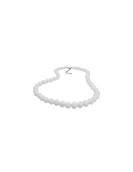 necklace 10mm not quite round plastic beads white shiny 50cm