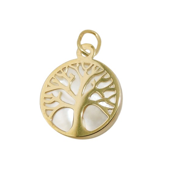 pendant tree of life with pearl 9k gold