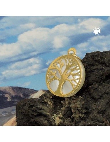 pendant tree of life with pearl 9k gold