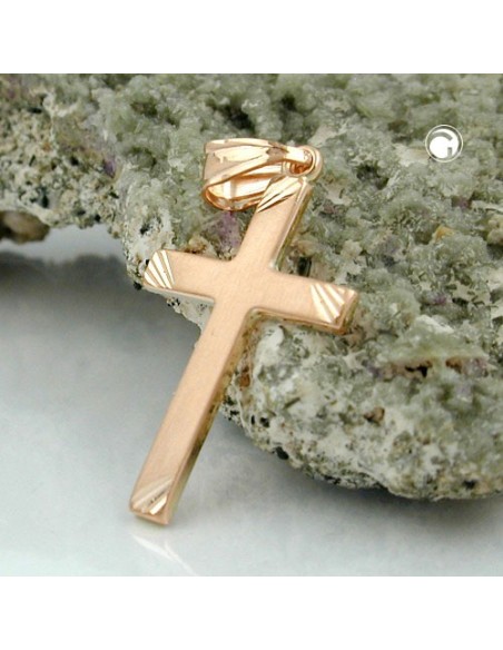 pendant cross matte finish 9k red gold