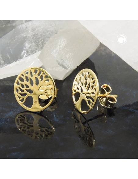 earrings studs tree of life 9k gold