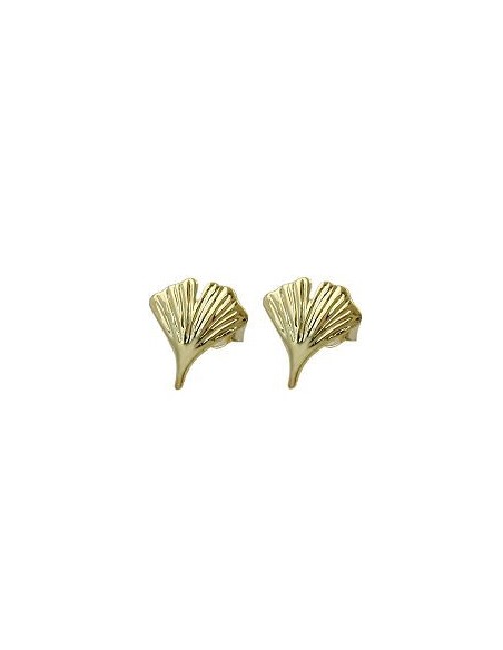 stud earrings 12mm ginkgo leaf shiny 9k gold