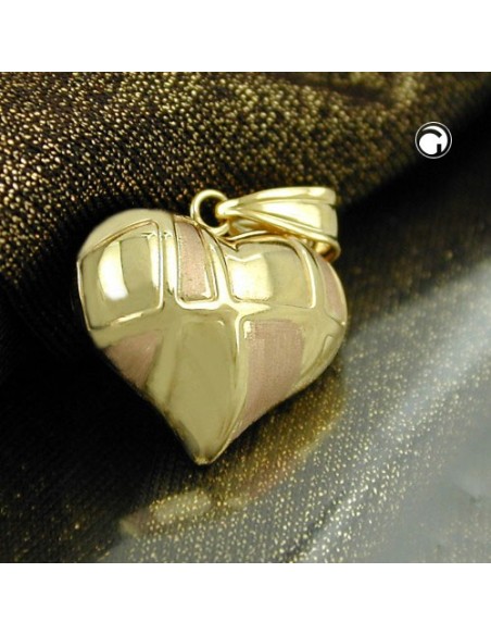 pendant 15x16mm heart bicolor with rose gold 9k gold