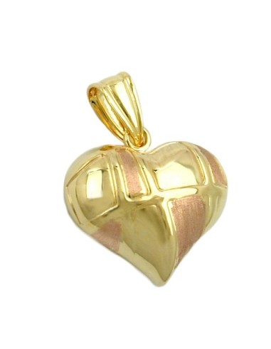 pendant 15x16mm heart bicolor with rose gold 9k gold