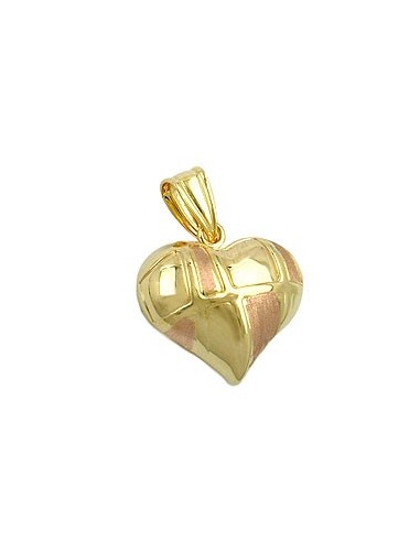 pendant 15x16mm heart bicolor with rose gold 9k gold