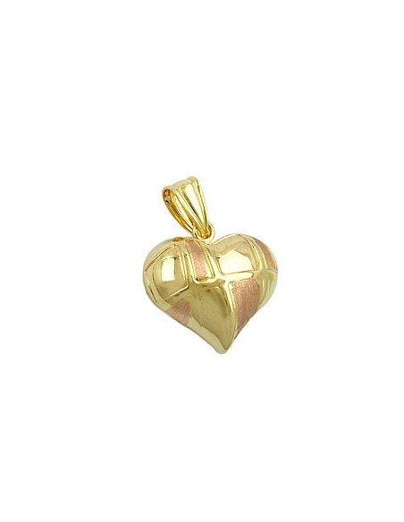 pendant 15x16mm heart bicolor with rose gold 9k gold