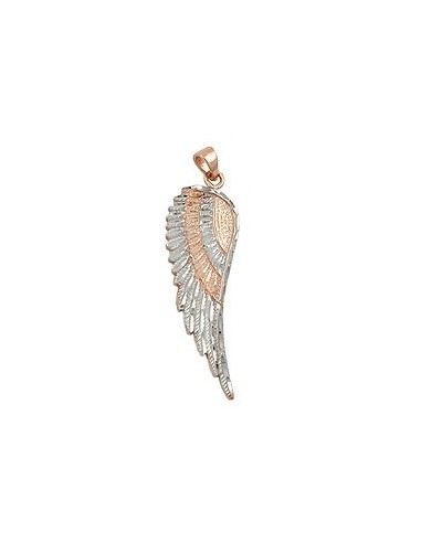 pendant 36x13mm angel wings bicolor rhodium plated 9k rose gold
