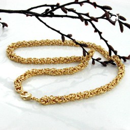 necklace 5mm byzantine chain round gold-plated amd 55cm