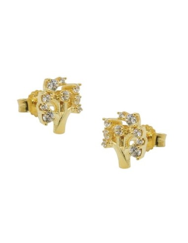 stud earrings 9x8mm tree with zirconias 9k gold