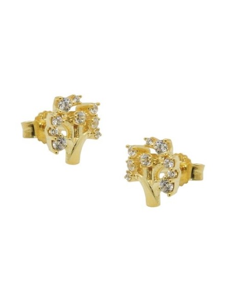 stud earrings 9x8mm tree with zirconias 9k gold