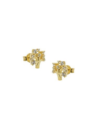 stud earrings 9x8mm tree with zirconias 9k gold