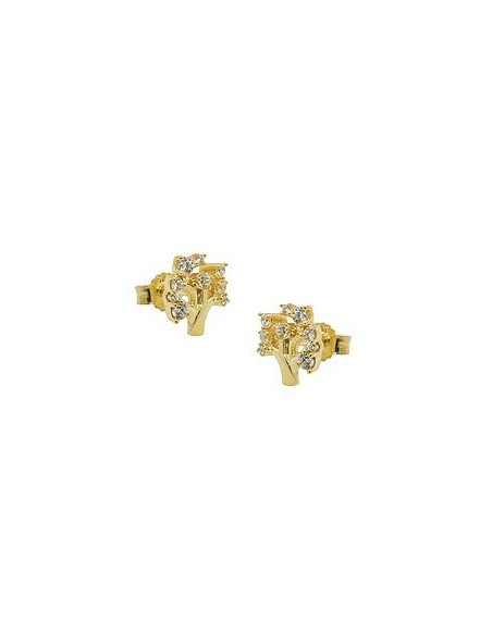 stud earrings 9x8mm tree with zirconias 9k gold